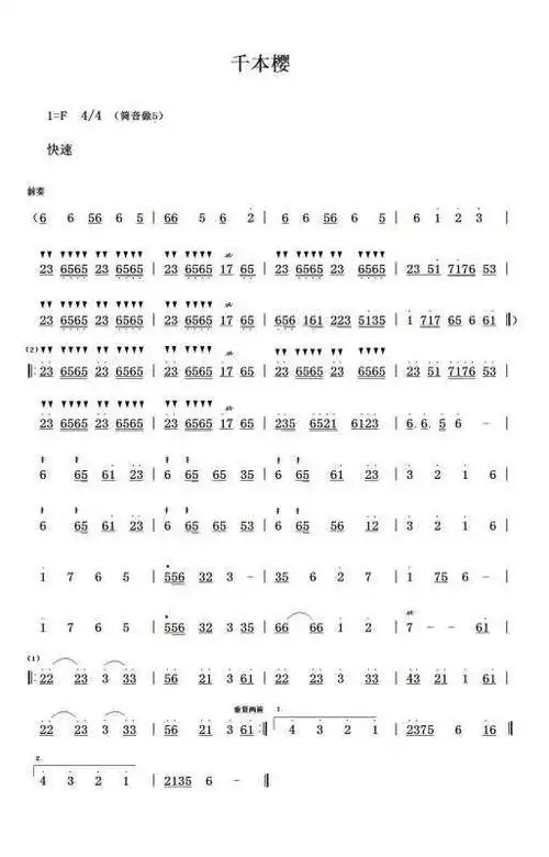 千本樱简谱求千本樱钢琴简谱就是数字的哪种