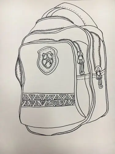 星海小学四年级手绘线描兴趣小组活动:书包写生
