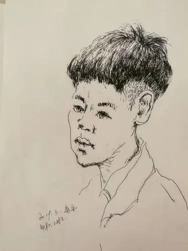 他们的青春——黄开鹏老师2018学年,钢笔速写(人物)课堂教学示范手稿
