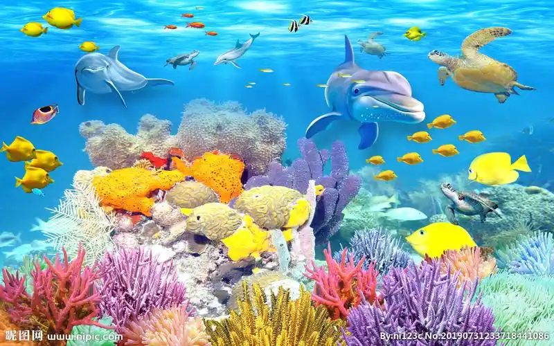 美丽海底世界3d电视背景墙图片