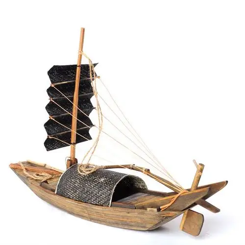 特价包邮手工实木做旧木制帆船摆件乌篷船工艺品渔船模型江南特色