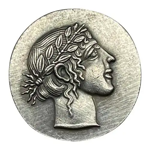 复古希腊古币镀银狮头太阳神阿波罗头像硬币项链项坠