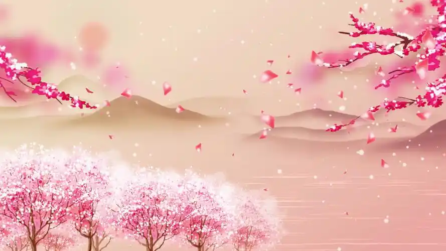 古风桃花雨粒子花瓣飘落4k背景视频
