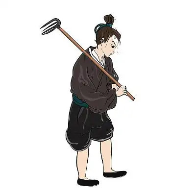 古装劳动的农民男性红衣耕种年轻元素插画农民元素绘画艺术壁画人物