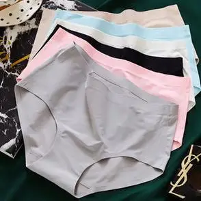 女薄款无痕性感一片式冰丝内裤纯欲透气中腰纯棉档大码女士三角裤