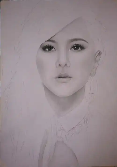 炭笔元素邓紫棋素描人物明星肖像
