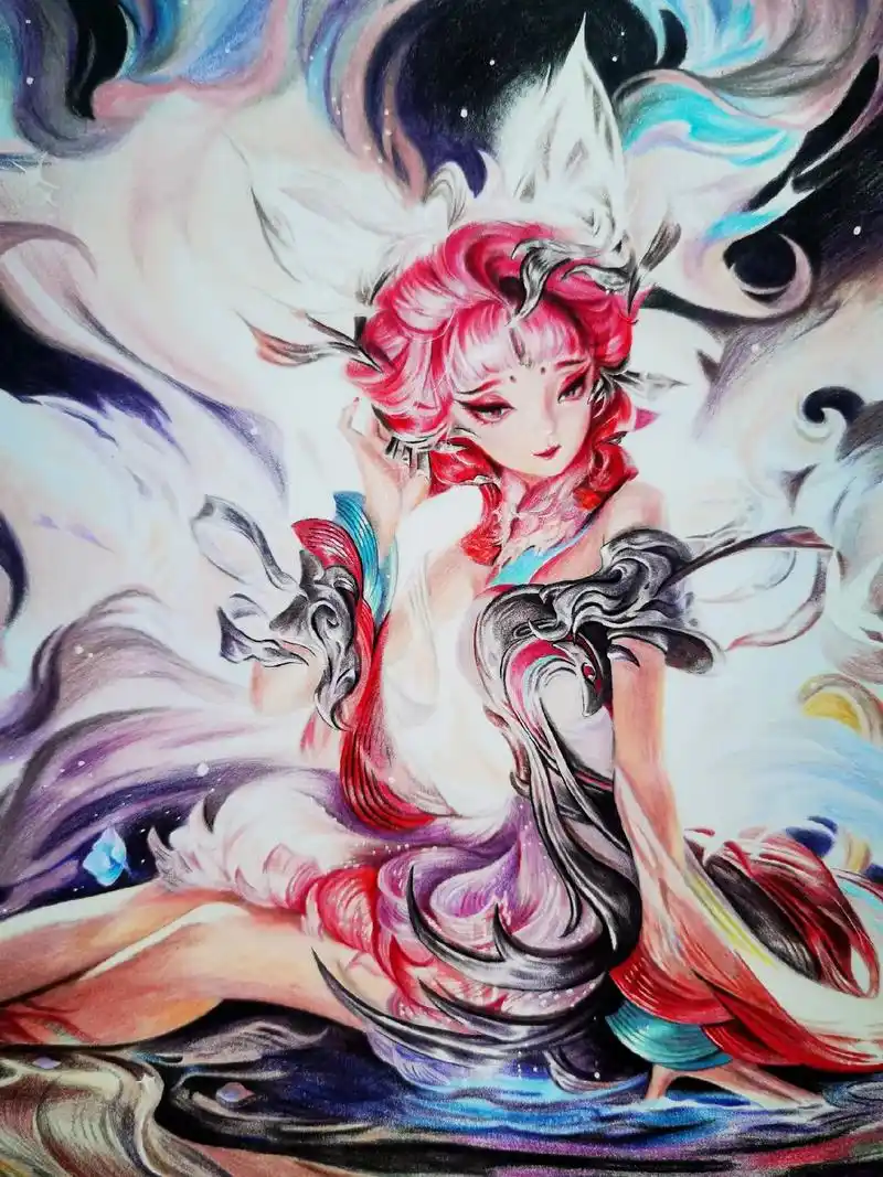 妲己-青丘九尾狐.#绘画 #手绘 #王者荣耀 - 抖音