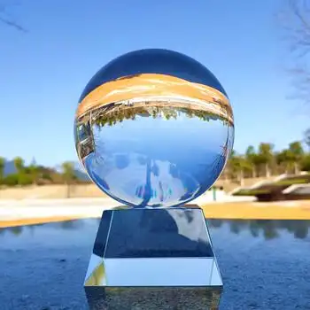 杂技摄影拍照装饰客厅玄关机家居办公桌摆件 20cm透明球 玻璃座