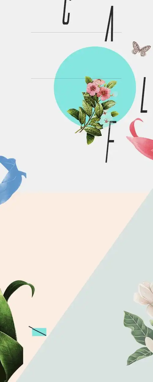 夏季促销小清新手绘花卉海报易拉宝背景模板