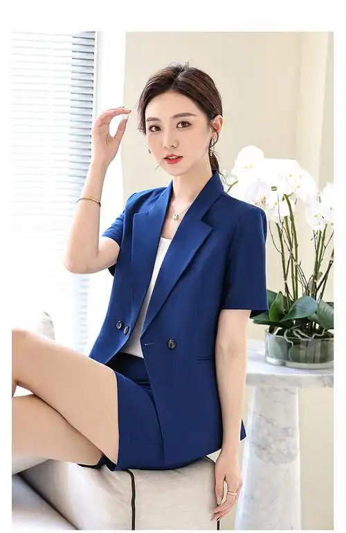 2024春夏新款高品质女职业装修身显瘦酒店工作服通勤短袖套裙套