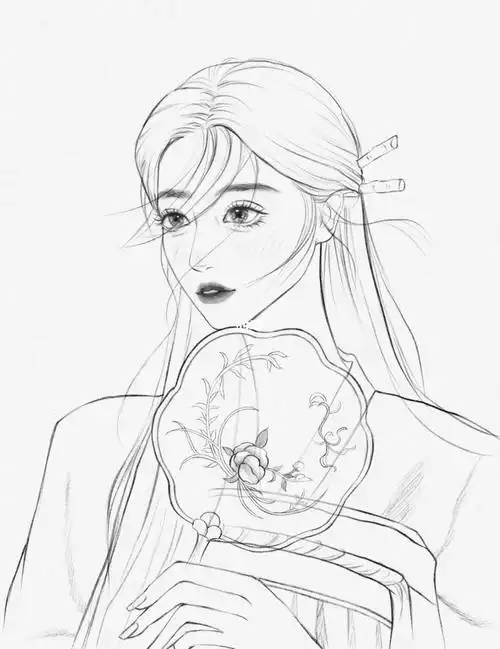 古风线稿|#少女线稿  #佳儿团练  #线稿