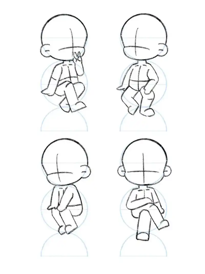 2.5头身·坐姿|q版人体动态练习9