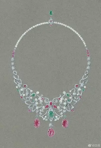 学无止境珠宝设计项链手绘欣赏