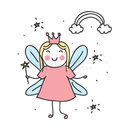 卡通小天使公主矢量素材