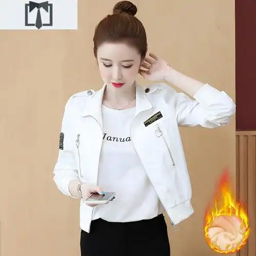 suntek春秋女士短款外套女装早春款2021年新款夹克风衣春季春装休闲