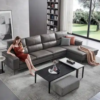 芝华仕都市 真皮沙发客厅大户型皮质轻奢现代简约组合家具 3017 灰咖