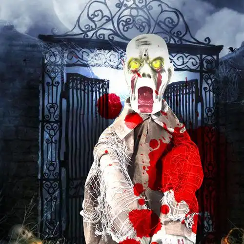 万圣节鬼节电动鬼道具恐怖音乐鬼发光发声半身鬼酒吧装饰恐怖鬼图片