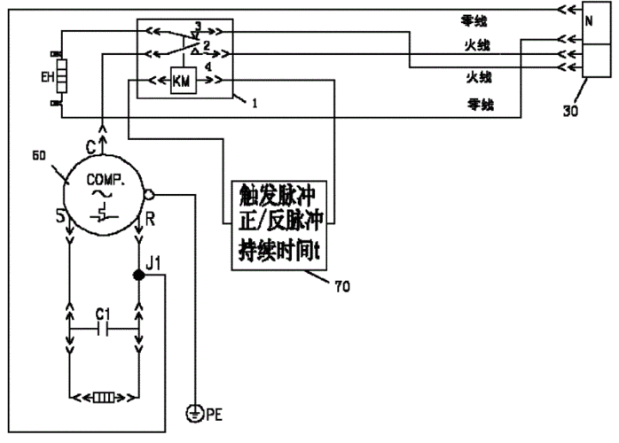 cn202140294u_空调室外压缩机的控制电路及空调器失效