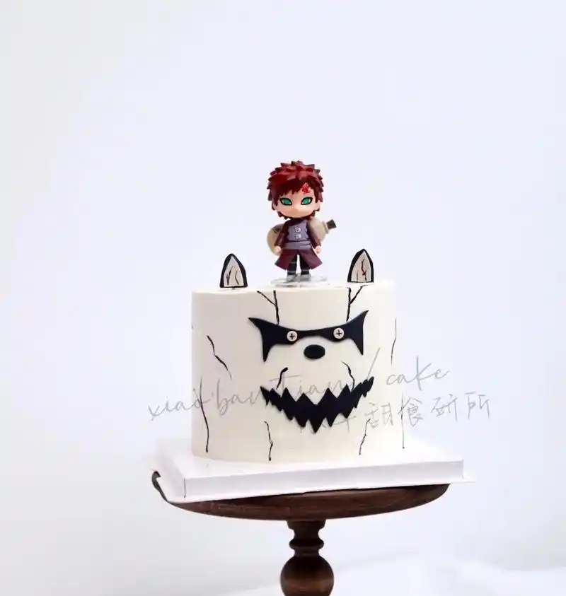 火影忍者蛋糕他爱罗,本想挑战人物用翻糖制作,又 - 抖音