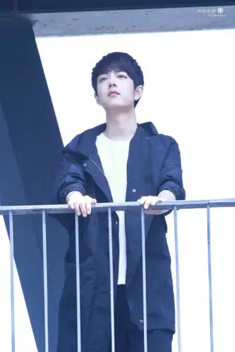 肖战趴在栏杆上