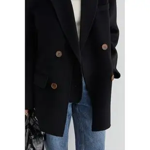 双面呢西装毛呢外套女新款范洛2022冬季领气质短款休闲西装
