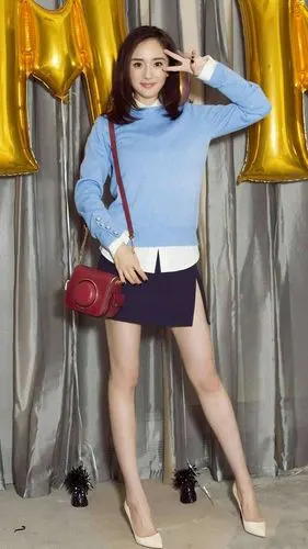 2016秋冬女装杨幂同款蓝色毛衣针织羊毛