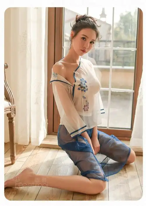 霏慕古典透视民国学生装7980 蓝色