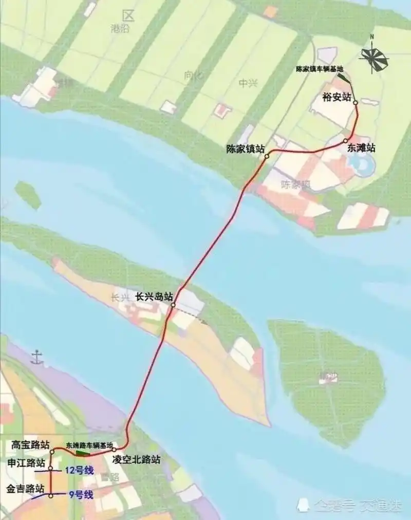 轨道交通市域线-崇明线,起自浦东金吉路站,终于崇明裕安社区站,途经