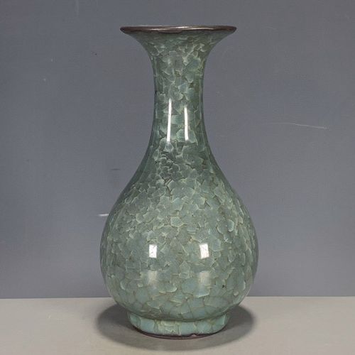 古董官窑瓷器旧货臻品收藏 老窑瓷冰裂纹玉壶春赏瓶摆件