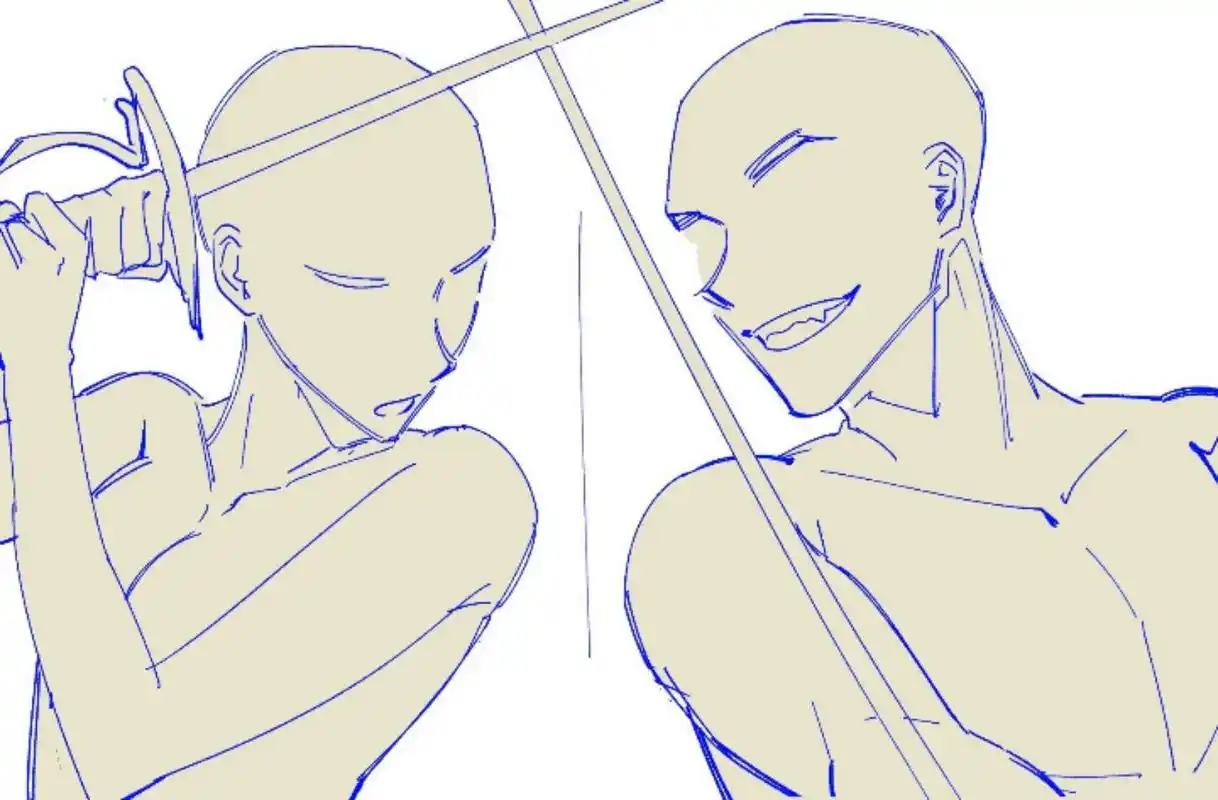 双人素材67互动参考姿势「击剑」 我是七酱96 每天更新板绘素材