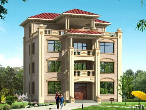 2米三层半欧式复式自建别墅设计图,带大面积露台