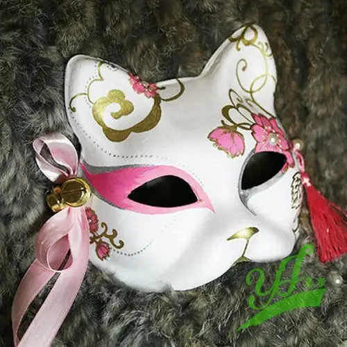 cosplay 手绘和风古风 狐狸面具 珍珠樱花豪华款