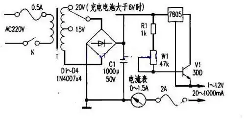 简易12v充电器电路图(三)对于胶体电介质铅酸蓄电池来说,该电路是一个