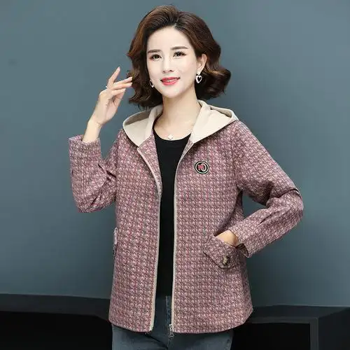 妈妈秋装洋气新款中年人短款夹克外套中老年人女士秋季上衣40岁50