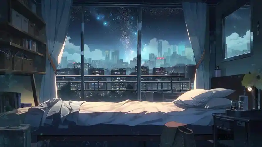 窗外的夜晚 免费可商用背景图 三连加关注自取-xi呀吧-默认收藏夹