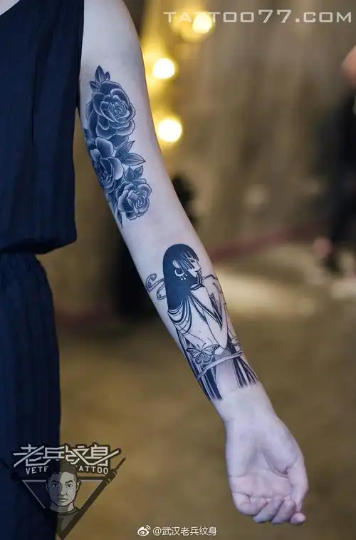 小臂个性女孩纹身图案