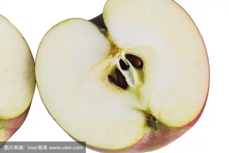 一半带籽的苹果