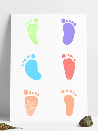 彩色卡通可爱小宝宝贝脚丫脚印装饰图案素材