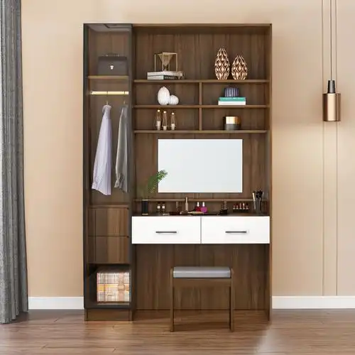 主卧化妆台衣柜家用卧室梳妆台多功能连体组合一体衣柜