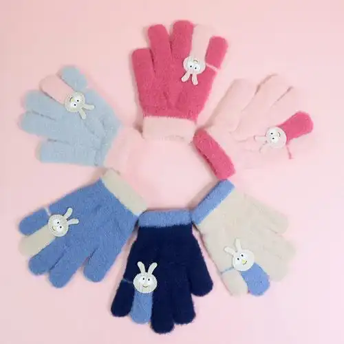 儿童分指手套秋冬季宝宝手套针织毛线保暖韩国男女童写字五指手套