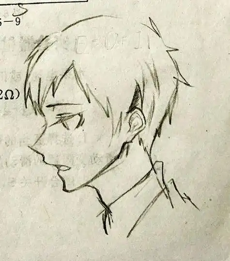 女性侧脸-图2如何画女性侧脸-图1简笔画作品完成图侧面男孩头发简笔画