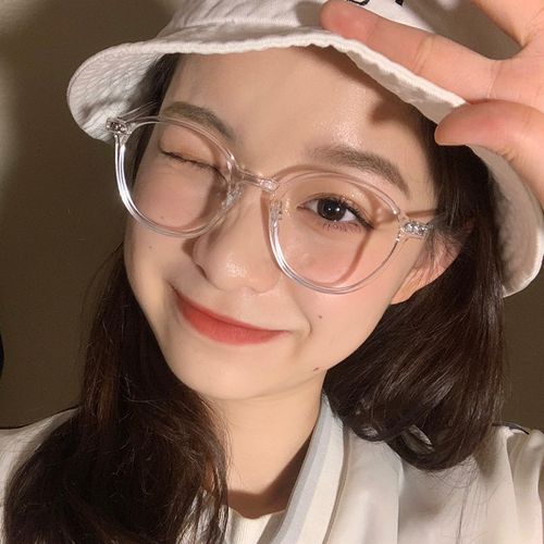 超轻透明学生眼镜女圆框素颜神器复古韩版潮眼镜框ins风可配近视