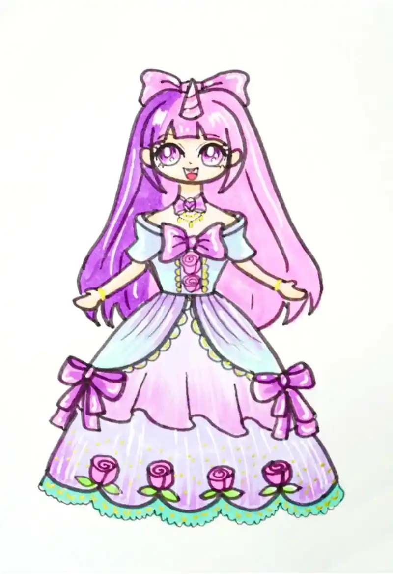 小马宝莉紫悦公主裙装扮怎么画?#简笔画 - 抖音