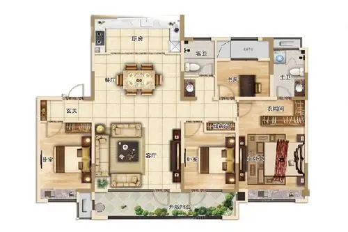 y3洋房户型 4室2厅2卫1厨