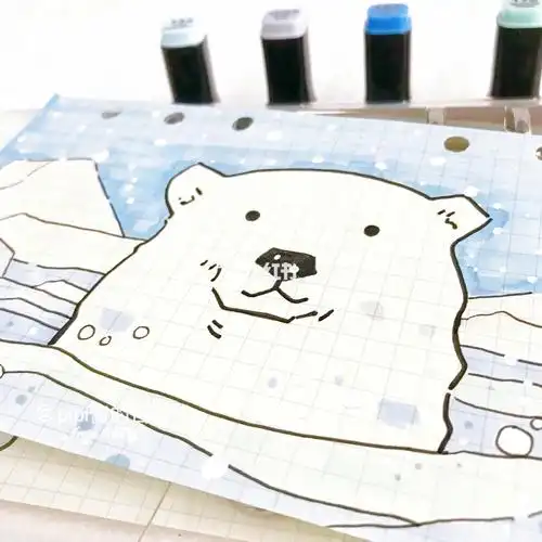 哈我自己画了活页本的封面94超舒服蓝色调