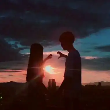 夜光唯美情侣头像夕阳西下携手与我