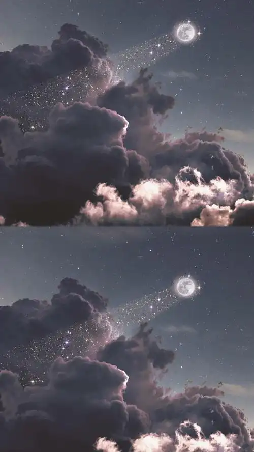 壁纸唯美拼接两格星月