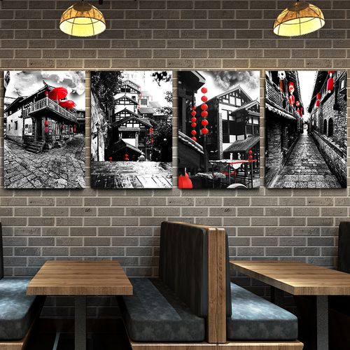 重庆老照片装饰画饭店怀旧老旧墙壁画餐厅复古挂画火锅店壁画墙画