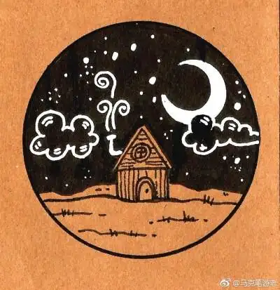 圆形黑白艺术画