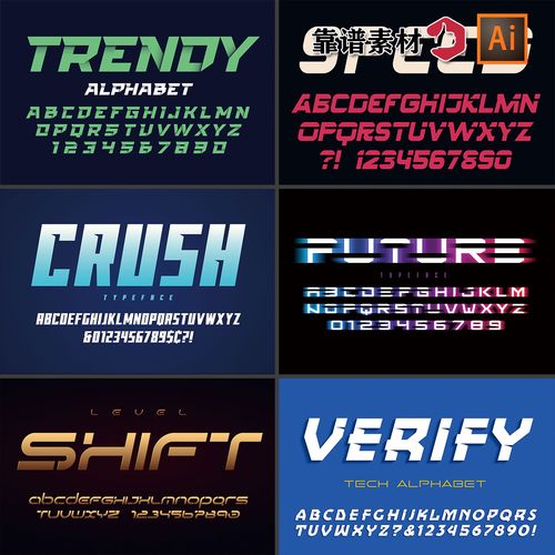 运动体育速度感26个英文字母创意字体设计ai矢量设计素材